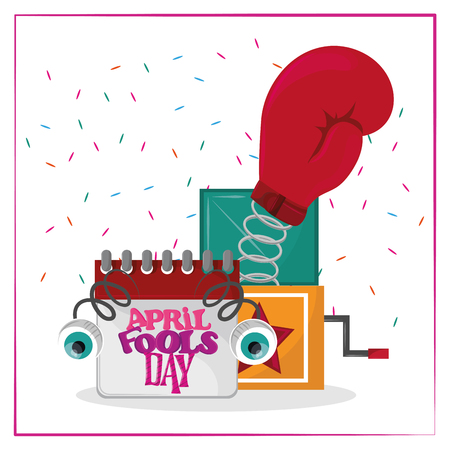 April fools day card with joke cartoons   vector illustration graphic designのイラスト素材