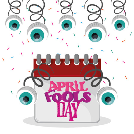 April fools day card with joke cartoons   vector illustration graphic designのイラスト素材