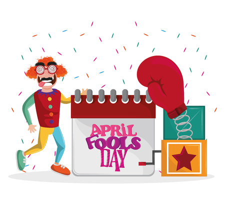 April fools day card with joke cartoons   vector illustration graphic designのイラスト素材