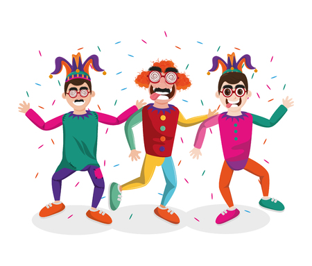April fools day clown and jester smiling cartoons   vector illustration graphic designのイラスト素材