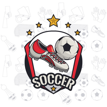 Soccer sport game card with emblem cartoon vector illustration graphic designのイラスト素材