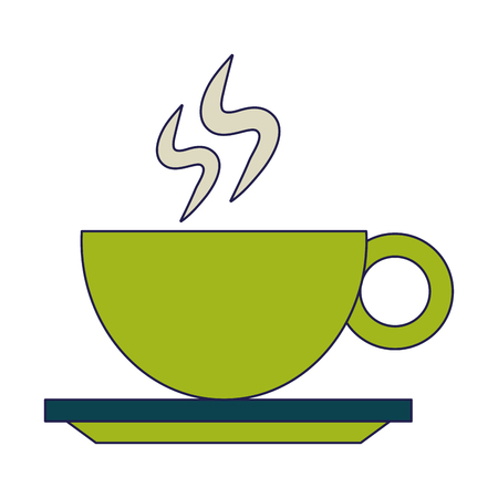 Hot coffee mug on dish cartoon vector illustration graphic designのイラスト素材