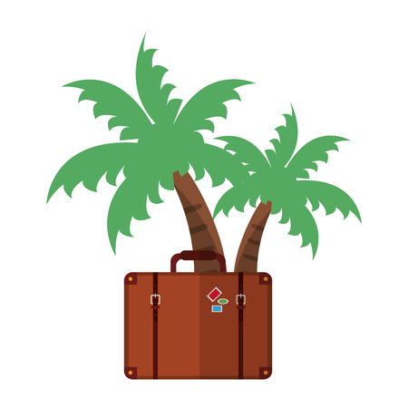 Vacations and travel palms and suitcase vector illustration graphic designのイラスト素材