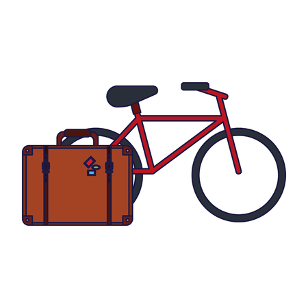 Vacations and travel suitcase and bike vector illustration graphic design vector illustration graphic designのイラスト素材