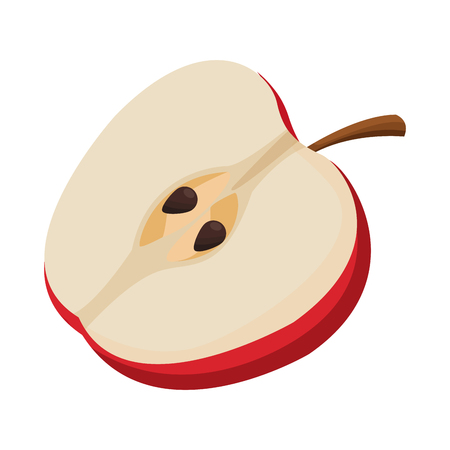 half apple icon cartoon isolated vector illustration graphic designのイラスト素材