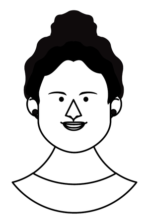 Woman with earrings face cartoon profile vector illustration graphic designのイラスト素材