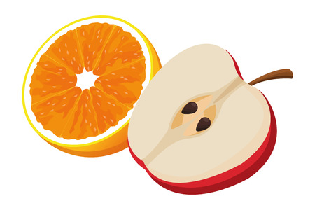 orange and apple icon cartoon isolated vector illustration graphic designのイラスト素材