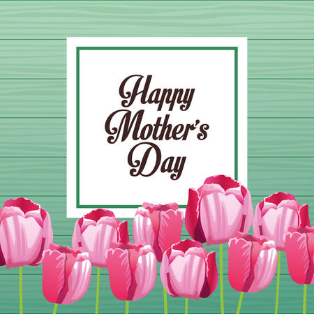 Happy mothers day card with flowers vector illustration graphic designのイラスト素材