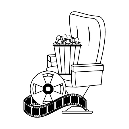 Cinema equipment and movies cartoons vector illustration graphic designのイラスト素材