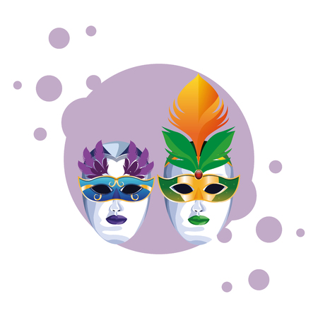 masks with feathers icon cartoon pop art round icon vector illustration graphic designのイラスト素材