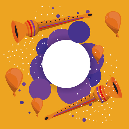 Carnival party round frame h celebration elements vector illustration graphic designのイラスト素材