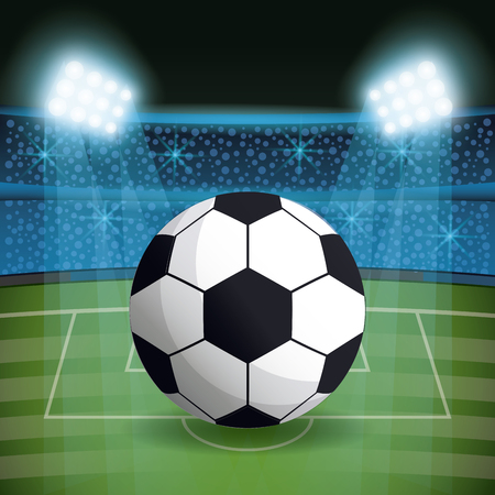 Soccer ball on stadium with fans scenery vector illustration graphic designのイラスト素材