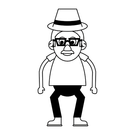 Elderly man grandfather with glasses and hat isolated isolated vector illustration graphic designのイラスト素材