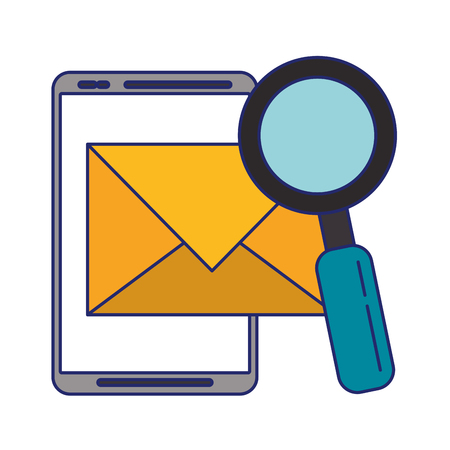 Email search and tablet with magnifying glass vector illustration graphic designのイラスト素材