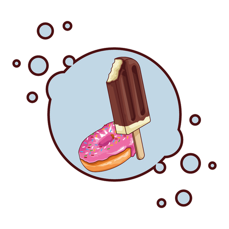 ice lolly and donut icons pop art background round icon vector illustration graphic design vector illustration graphic designのイラスト素材