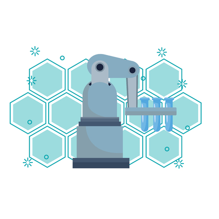 robotic arm with test tubes cartoon icon vector illustration graphic designのイラスト素材