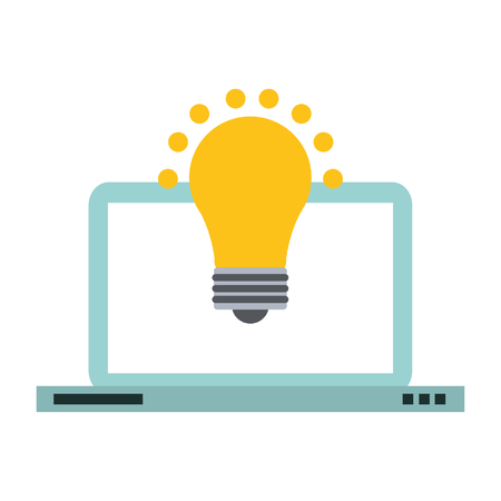 Laptop computer and bulb light idea symbol vector illustration graphic designのイラスト素材