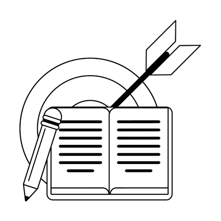 Book and pencil with target dartboard vector illustration graphic designのイラスト素材