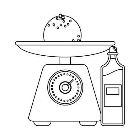 Healthy lifestyle and weight loss orange on balance and olive oil vector illustration graphic designのイラスト素材