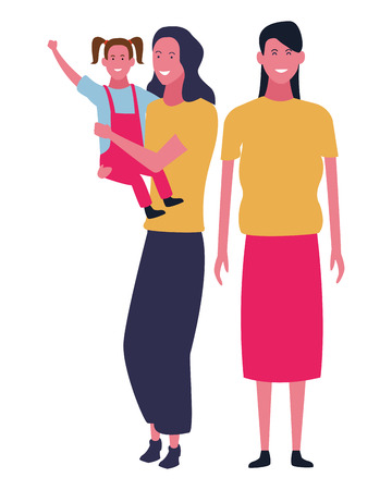 Family mother and aunty with little daughter vector illustration graphic designのイラスト素材