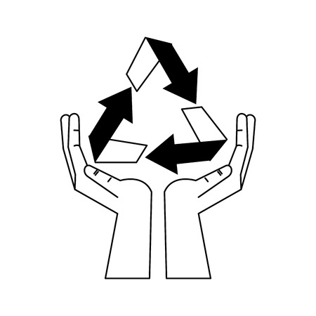 Recycle symbol on hands open symbol vector illustration graphic designのイラスト素材