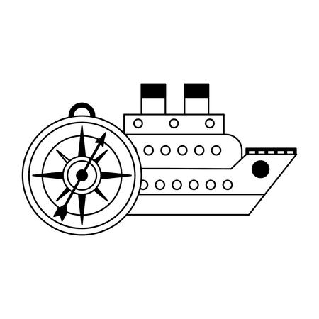 Cruiser ship with compass symbol vector illustration graphic designのイラスト素材