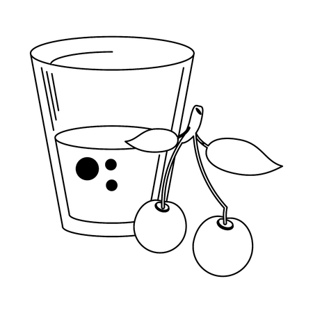 Cherry juice cup with fruit vector illustration graphic designのイラスト素材