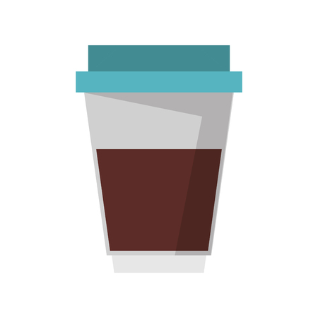 Coffee hot plastic cup coffeeshop with cofee sleeve and lid for hot beverage or drink isolated vector illustration graphic desingのイラスト素材
