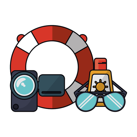 Vacations cartoons and travel equipment vector illustration graphic designのイラスト素材