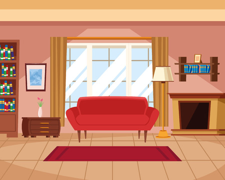 House interior with furniture scenery vector illustration graphic designのイラスト素材