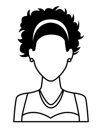 woman wearing wedding dress portrait avatar cartoon character black and white vector illustration graphic designのイラスト素材
