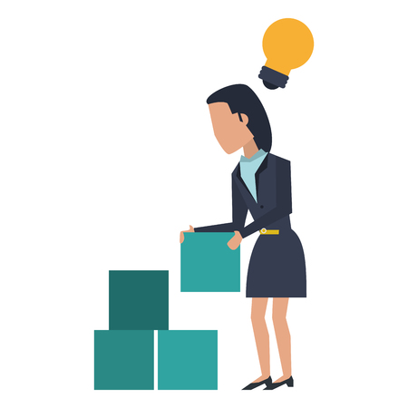Executive businesswoman with big idea and cubes avatar vector illustration graphic designのイラスト素材