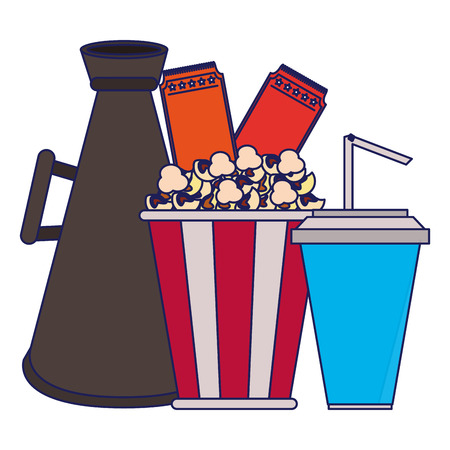 Cinema equipment and movies cartoons vector illustration graphic designのイラスト素材