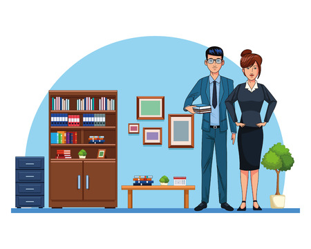Business workers working in the office cartoons vector illustration graphic designのイラスト素材