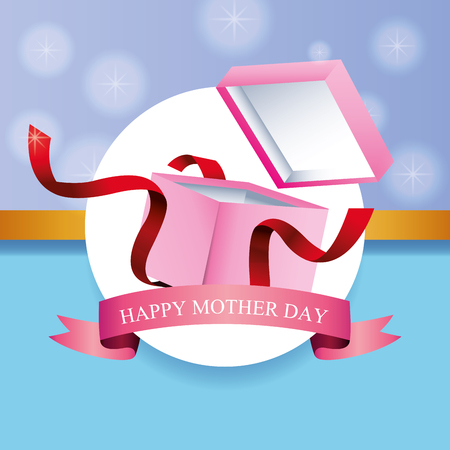 Happy mothers day card with cute gift box cartoon vector illustration graphic designのイラスト素材