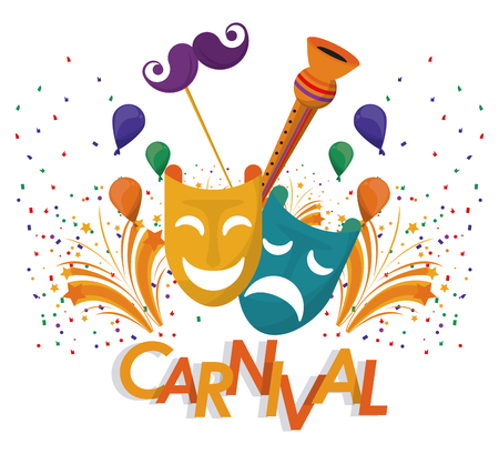 Carnival festival card banner with cartoons vector illustration graphic designのイラスト素材