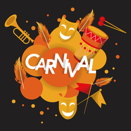 Carnival festival card banner with cartoons vector illustration graphic designのイラスト素材