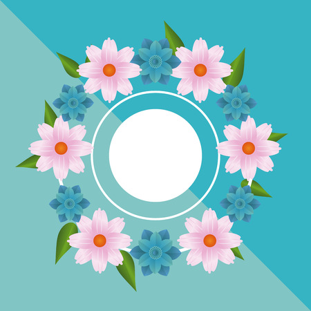 Floral frame blank colorful card vector illustration graphic designのイラスト素材
