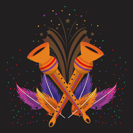 Carnival and party horns and feathers cartoons vector illustration graphic designのイラスト素材
