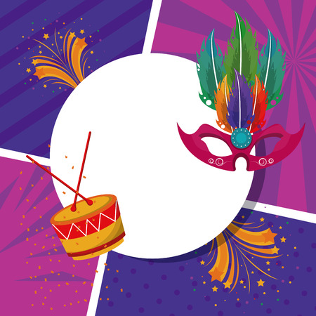 Carnival party round frame with celebration elements vector illustration graphic designのイラスト素材