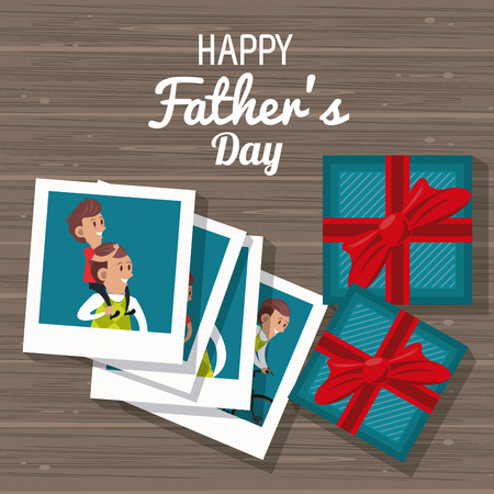 Happy fathers day card with cute family cartoons vector illustration graphic designのイラスト素材