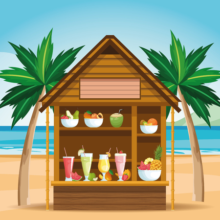 smoothies and fruit bowls beach store icon cartoon vector illustration graphic designのイラスト素材