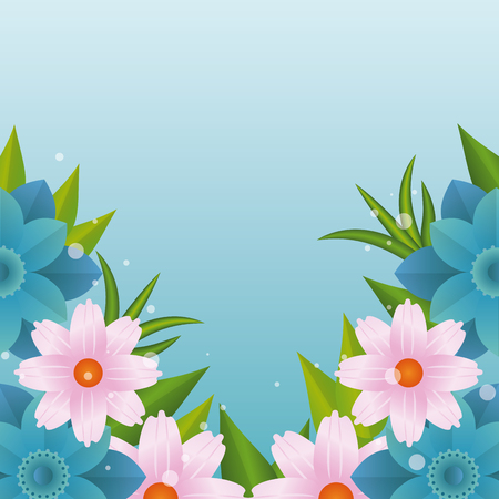 Floral frame blank colorful card vector illustration graphic designのイラスト素材