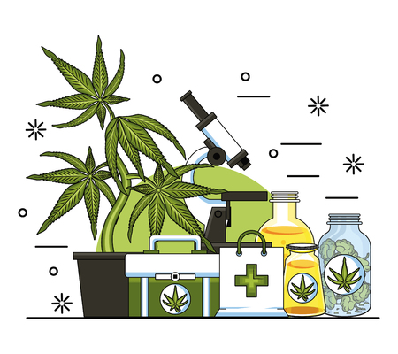 Cannabis medical natural medicine concept vector illustration graphic designのイラスト素材