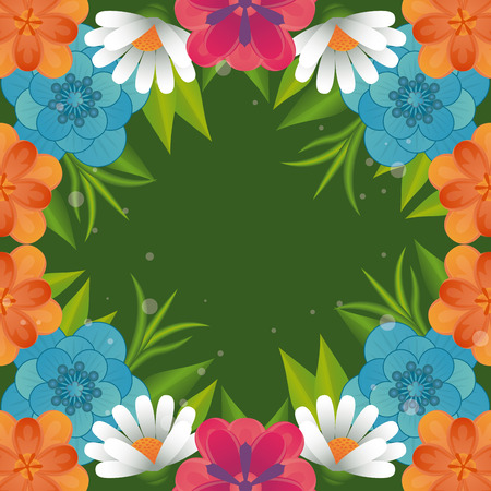 Floral frame blank colorful card vector illustration graphic designのイラスト素材