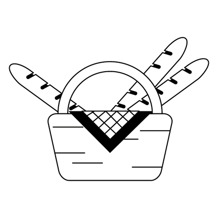 Picnic basket with baguettes vector illustration graphic designのイラスト素材