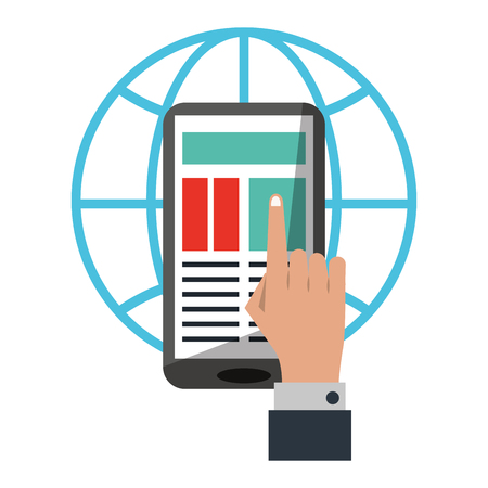 Businessman and smartphone global business vector illustration graphic designのイラスト素材