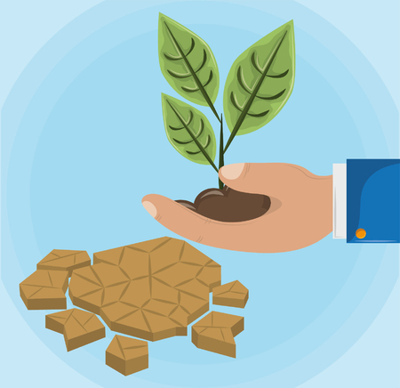 hand holding raised plant icon cartoon vector illustration graphic designのイラスト素材