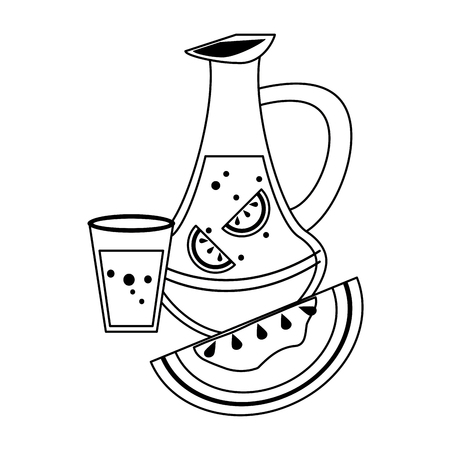 Orange juice jar and watermelon vector illustration graphic designのイラスト素材