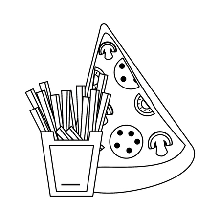 Pizza and french fries fast food vector illustration graphic designのイラスト素材